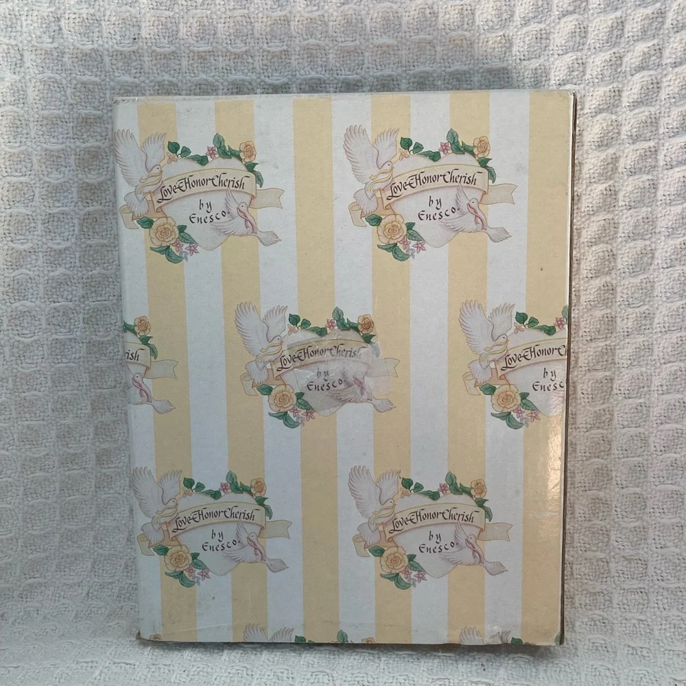 Vintage Enesco Love Honor Cherish Ceramic 40th Anniversary Photo Frame